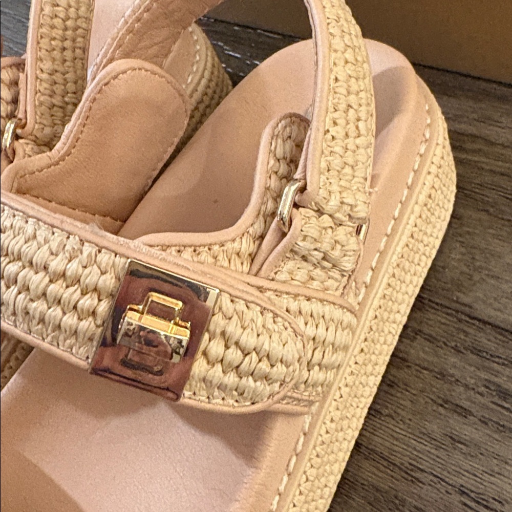 NIB [Steve Madden] Bigmona Natural Raffia Textured Platform Sandal Women’s 7 - Picture 7 of 13